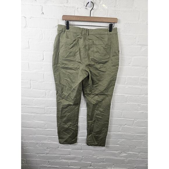 Garnet Hill Women's Pima Cotton High Waist Ankle Pant Flat Front Green Size 8 - Picture 2 of 6